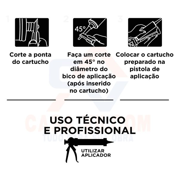 Kit 3 Selantes Pu-40 Poliuretano Branco - Fixa Cuba, Isopor e Vedação - Imagem 4