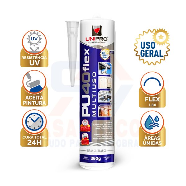 Kit 3 Selantes Pu-40 Poliuretano Branco - Fixa Cuba, Isopor e Vedação - Imagem 5