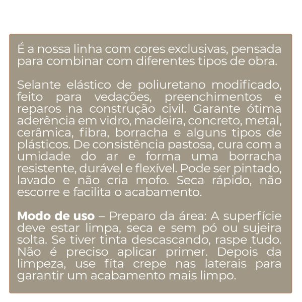 Selante Adesivo Construção Uso Geral - Bege Areia - Imagem 3