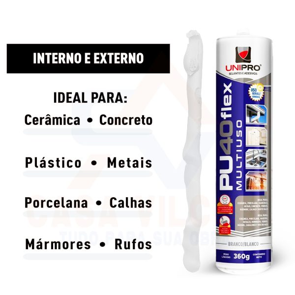 Kit 3 Selantes Pu-40 Poliuretano Branco - Fixa Cuba, Isopor e Vedação - Imagem 2